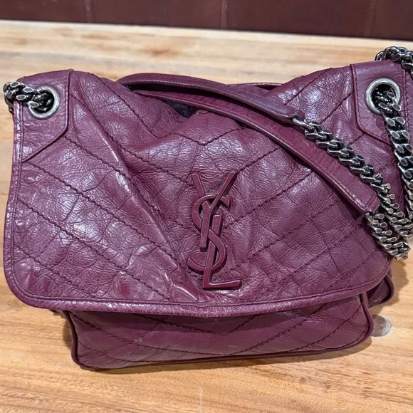 Yves Saint Laurent Plum Quilted Leather Shoulder Bag - Picture 2 of 4